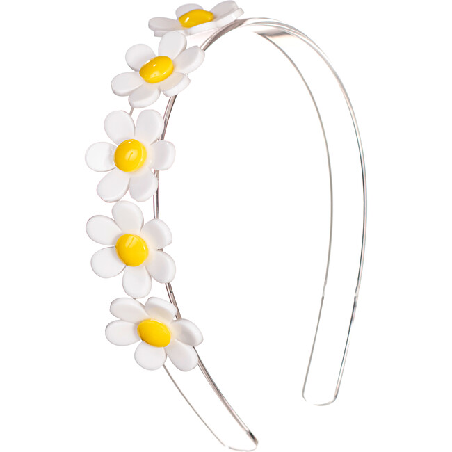Centipede Daisy Headband, White Clear