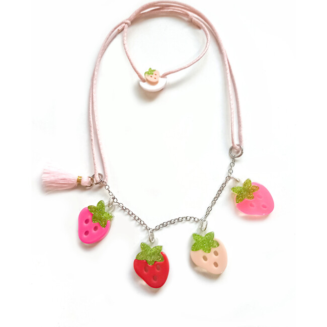 Multi Strawberry Pink Red Necklace