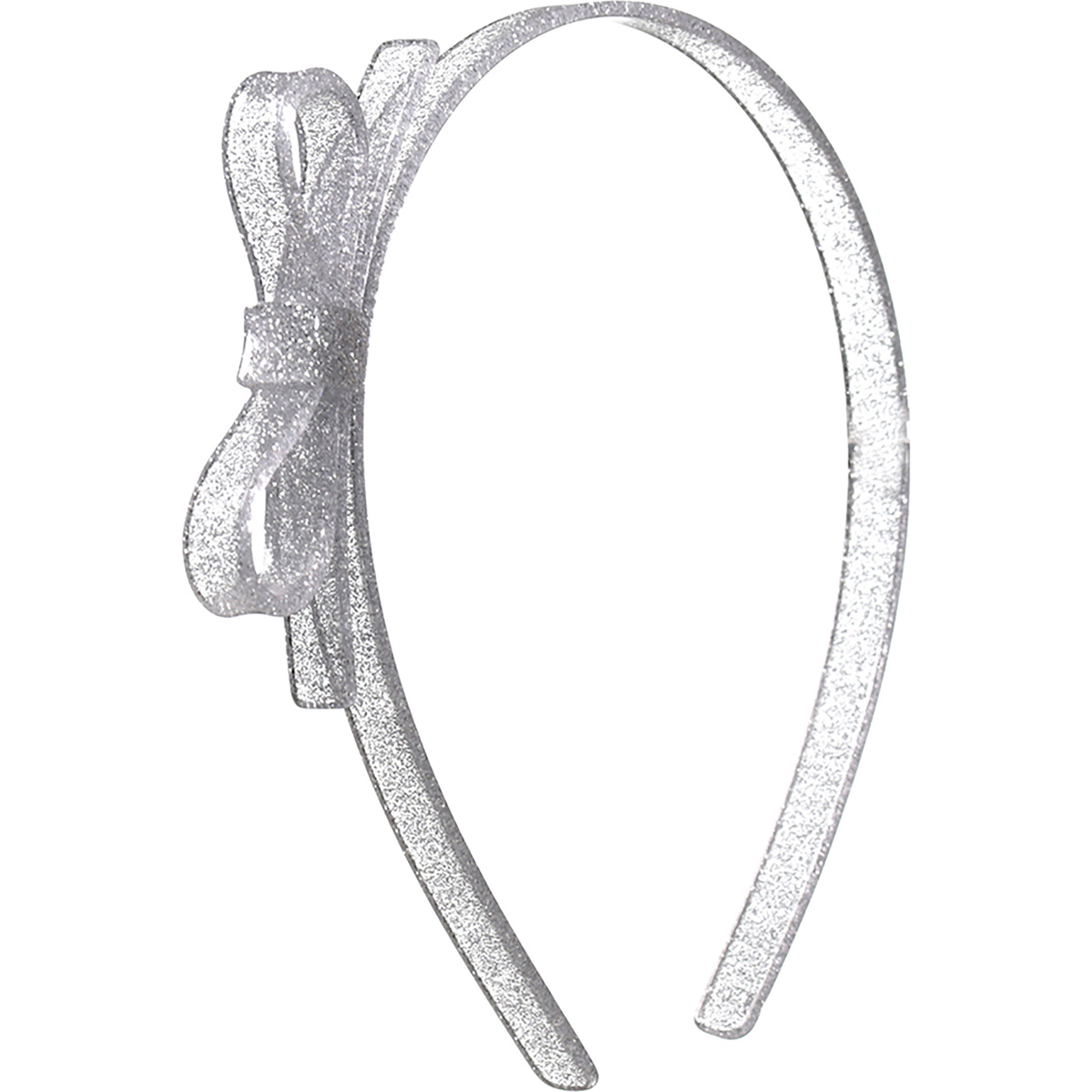 Thin Bow Headband, Glitter Silver - Headbands - 1