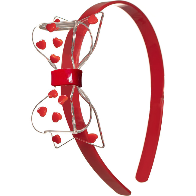 Clear Bow Headband With Red Hearts - Hair Accessories - 1