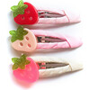 Strawberry Fabric Covered Snap Clips - Hair Accessories - 1 - thumbnail