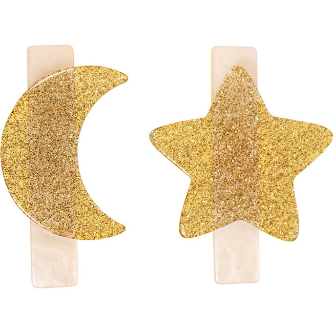 Star & Moon Alligator Clip Set, Gold