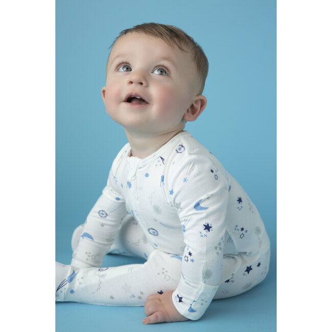 Moon & Stars Zipper Footie, Blue - Onesies - 2