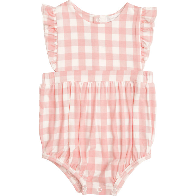 Pink Gingham Sunsuit, Pink/Ivory - Rompers - 1