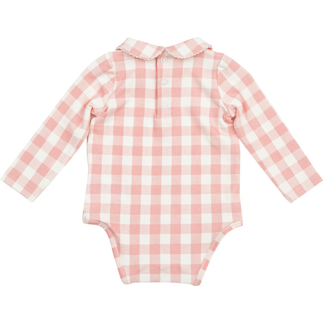 Peter Pan Collar Bodysuit, Pink Gingham - Onesies - 2