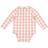 Peter Pan Collar Bodysuit, Pink Gingham - Onesies - 2