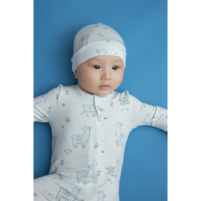 Zipper Footie, Blue LLama - Rompers - 2