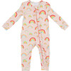 Ruffle Zipper Footie, Pink Rainbows - Rompers - 1 - thumbnail