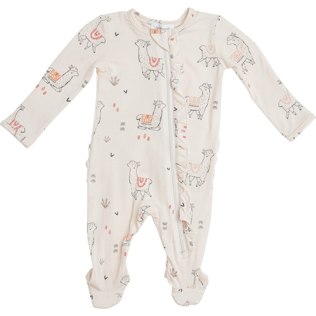 Zipper Footie, Pink Llama - Rompers - 1