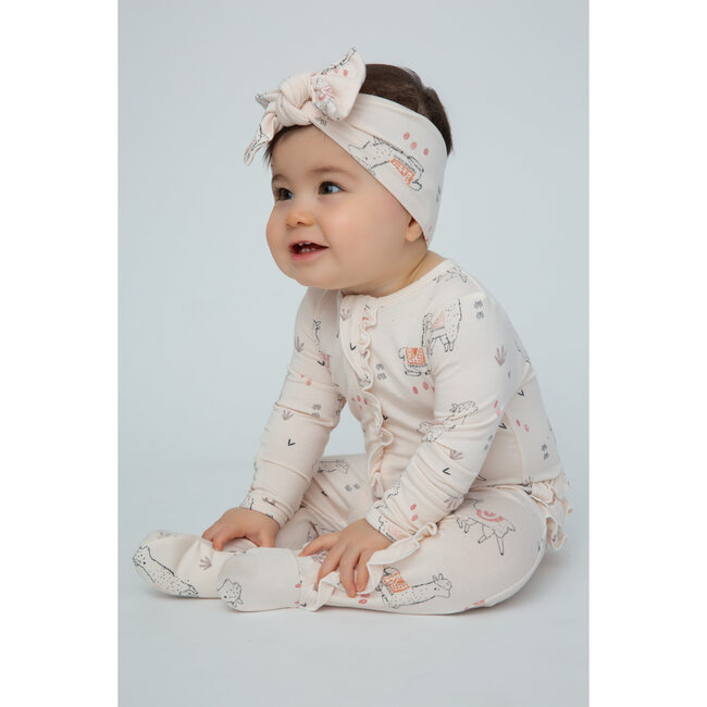 Zipper Footie, Pink Llama - Rompers - 2