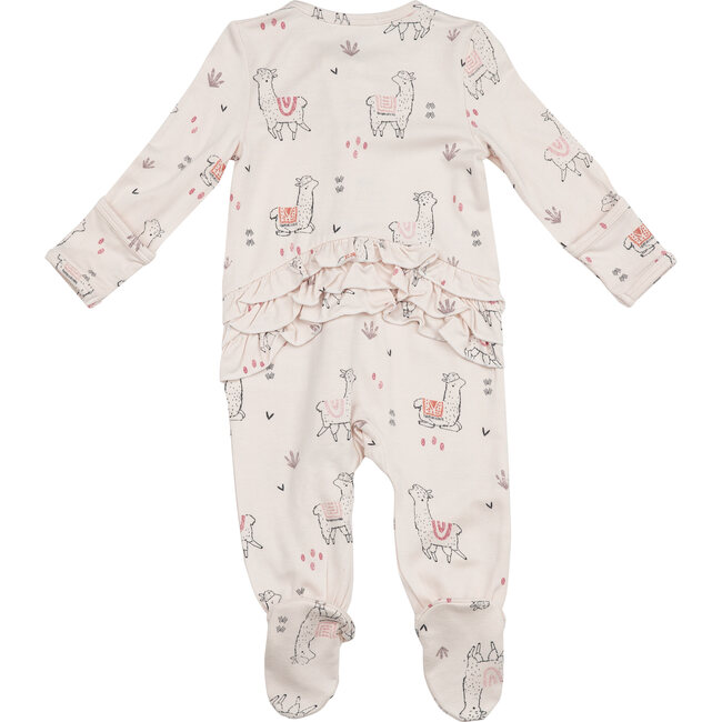 Zipper Footie, Pink Llama - Rompers - 3