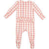 Ruffle Zipper Footie, Pink Gingham - Rompers - 3