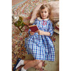 Long Sleeve Peter Pan Dress, Sapphire Check - Dresses - 2