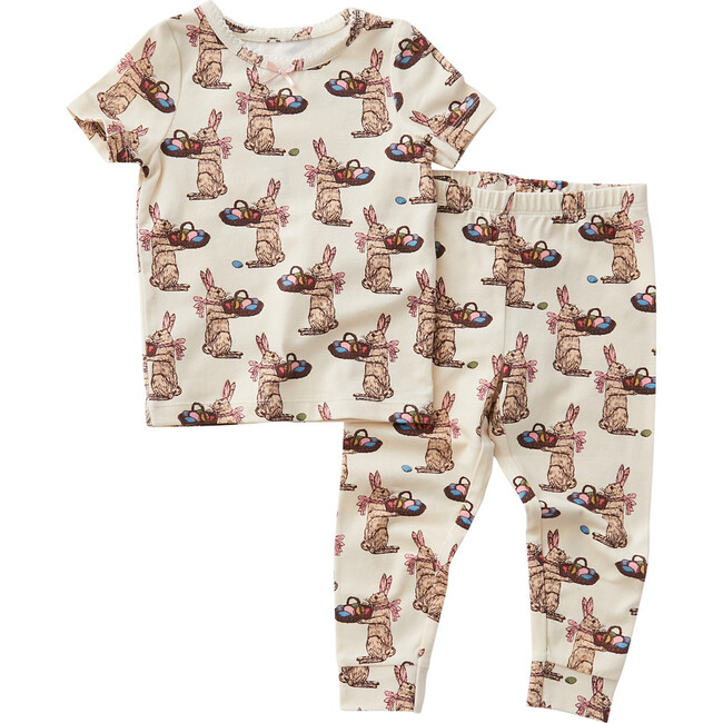 Spring Pj Set, Antique White Rabbits