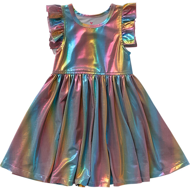 Ruffle Steph Dress, Iridescent Rainbows - Pink Chicken Dresses | Maisonette