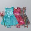 Ruffle Steph Dress, Iridescent Turquoise - Dresses - 3