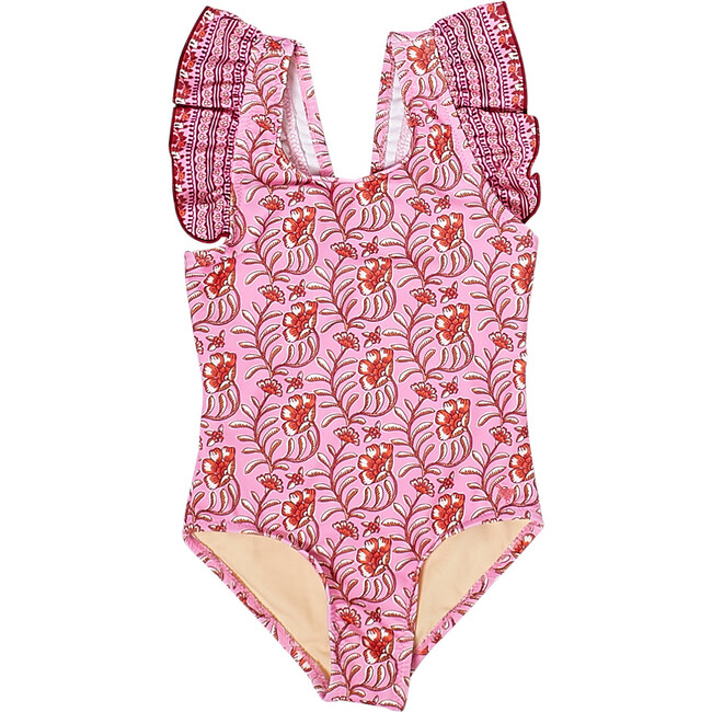 Baby Liv Suit, Cyclamen Pink Vine Floral - Pink Chicken Swim | Maisonette