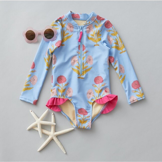 Baby Arden Suit, Blue Bell Dandelion - Pink Chicken Swim | Maisonette