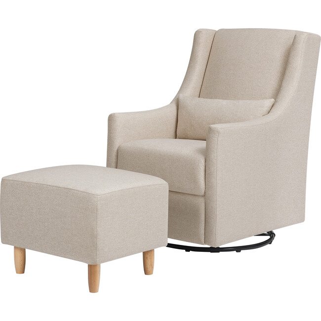 Toco Swivel Glider and Ottoman, Beige Eco-Performance Fabric - Nursery Chairs - 1