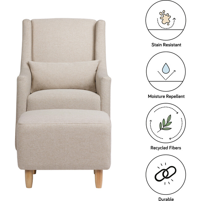 Toco Swivel Glider and Ottoman, Beige Eco-Performance Fabric - Nursery Chairs - 4
