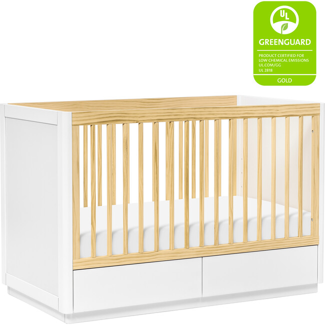 Bento 3-in-1 Convertible Storage Crib with Toddler Bed Conversion Kit, Natural/White - Cribs - 7