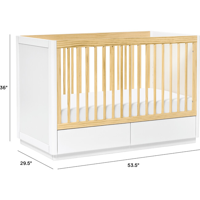 Bento 3-in-1 Convertible Storage Crib with Toddler Bed Conversion Kit, Natural/White - Cribs - 8