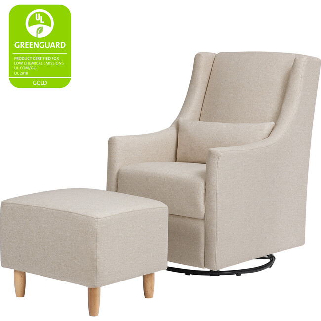 Toco Swivel Glider and Ottoman, Beige Eco-Performance Fabric - Nursery Chairs - 9