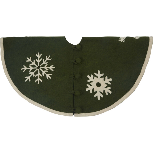 Snowflake Tree Skirt, Green - Tree Skirts - 1