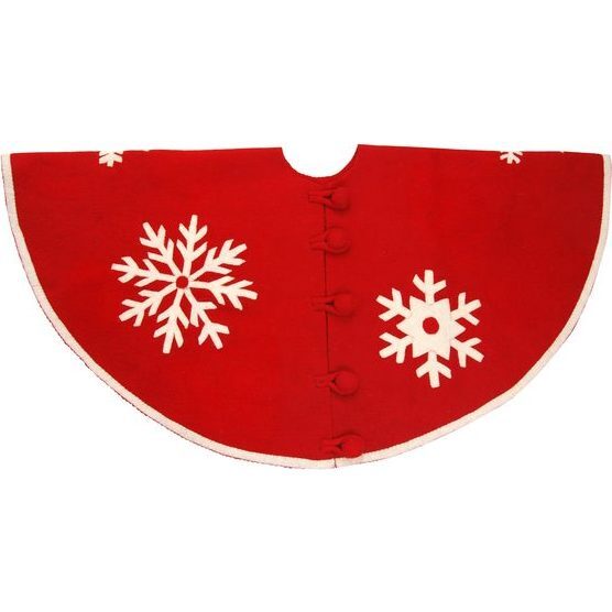 Snowflakes Christmas Tree Skirt, Red - Tree Skirts - 1