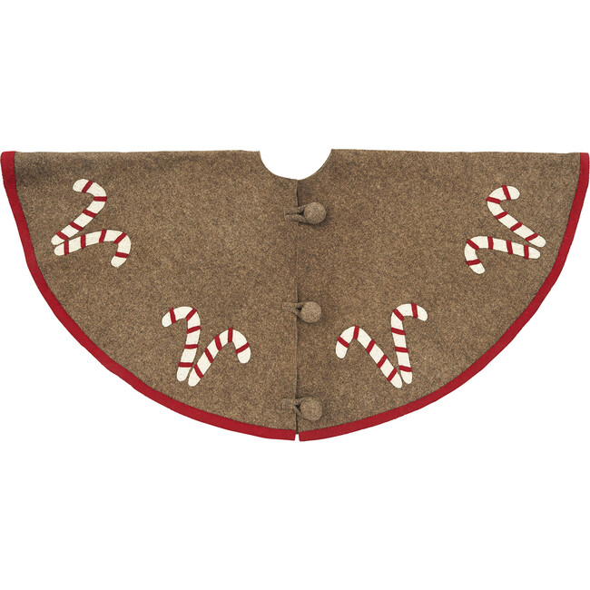 Candy Cane Tree Skirt, Grey - Tree Skirts - 1