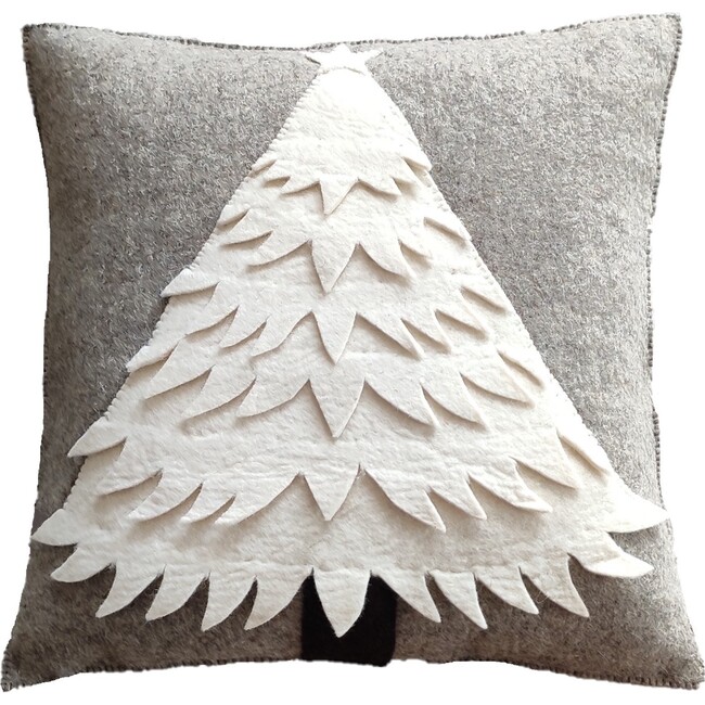 Cream Tree Pillow, Grey