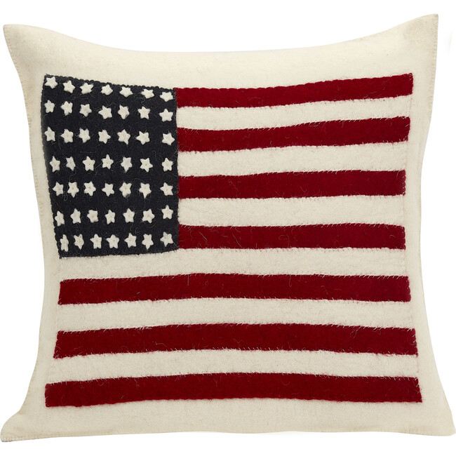 American Flag Pillow, Cream