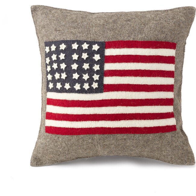 Hand Felted Wool Pillow, American Flag