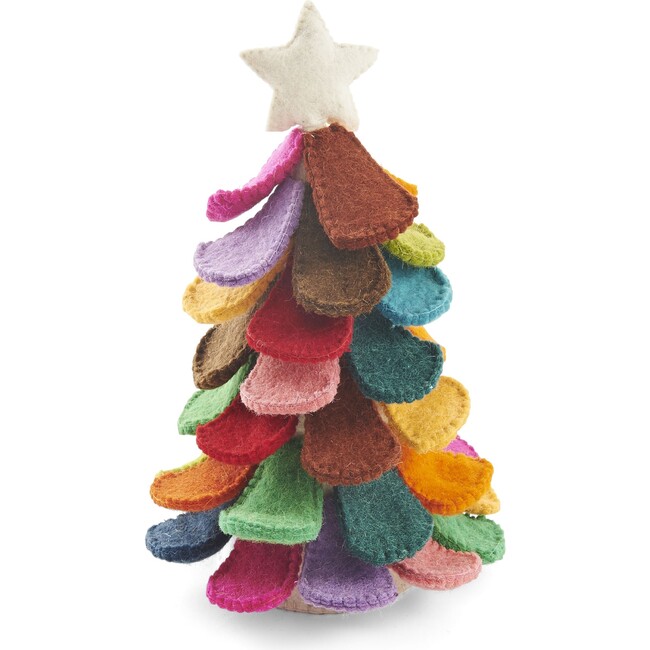 Christmas Tree in Hand Felted Wool, Multi - Accents - 1