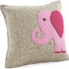 Handmade Pillow in Hand Felted Wool, Pink Elephant - Decorative Pillows - 1 - thumbnail