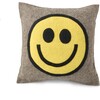 Hand Felted Wool Pillow, Happy Sad Face - Accents - 1 - thumbnail