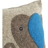 Handmade Pillow in Hand Felted Wool, Blue Elephant - Decorative Pillows - 2