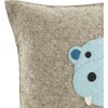 Handmade Pillow in Hand Felted Wool, Blue Hippo - Decorative Pillows - 4 - thumbnail