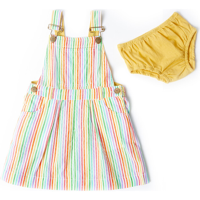 Rainbow Seersucker Overall Dress - Overalls - 1
