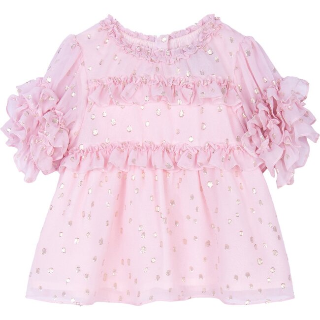 Hillary Top, Pretty in Pink Lurex Dot - Dresses - 1