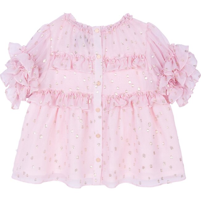 Hillary Top, Pretty in Pink Lurex Dot - Dresses - 2
