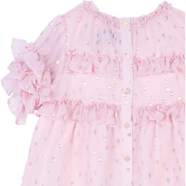 Hillary Top, Pretty in Pink Lurex Dot - Dresses - 3