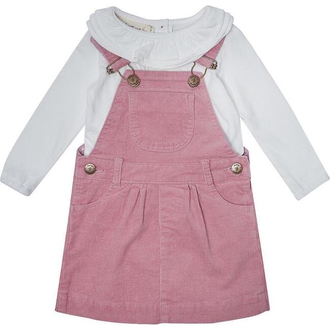 Corduroy Overall Dress, Old Rose Pink - Dresses - 2