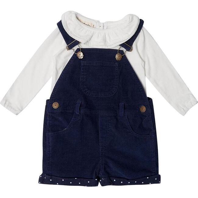 Corduroy Short Overalls, Navy - Overalls - 2