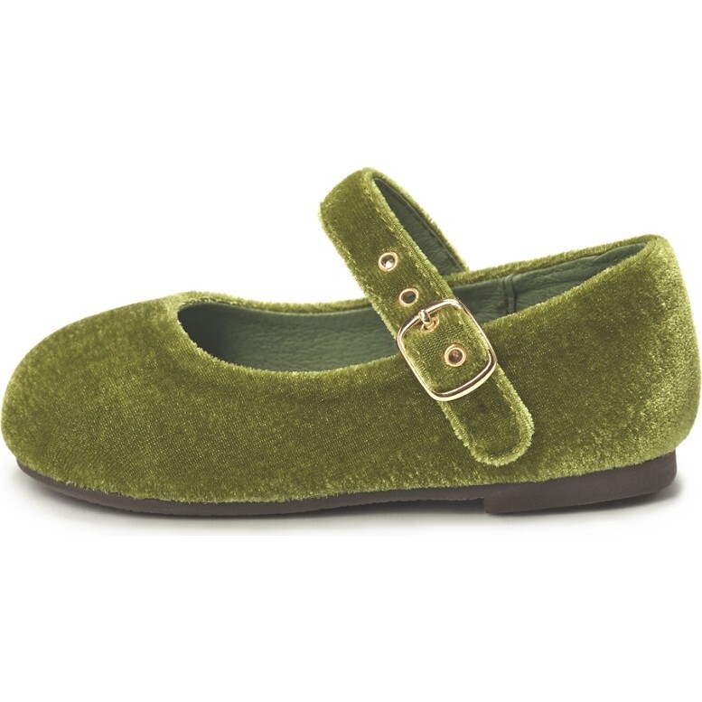 Eva Velvet Mary Jane, Green - Mary Janes - 1