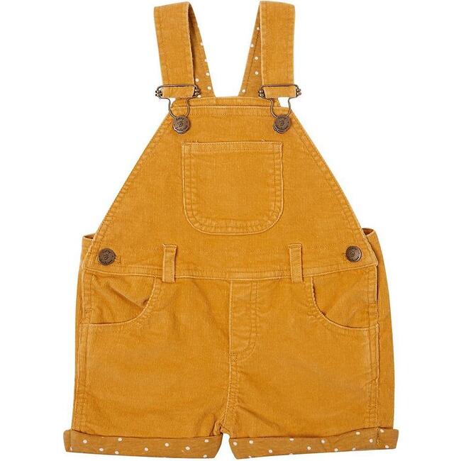 Corduory Short Dungarees, Yellow - Overalls - 1