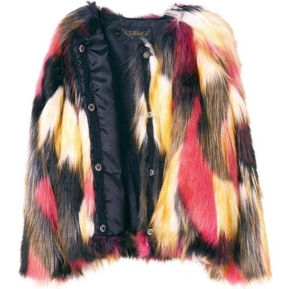 Debbie Faux Fur Jacket, Multicolor - Jackets - 3