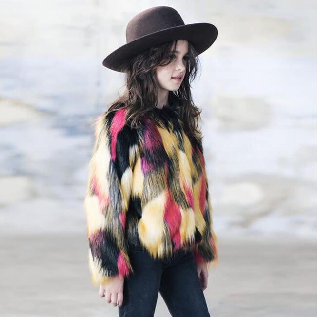 Debbie Faux Fur Jacket, Multicolor - Jackets - 4