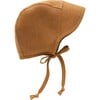 Brimmed Rust Linen Bonnet - Hats - 1 - thumbnail