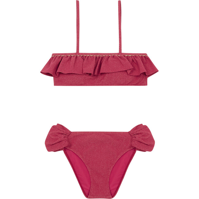 Bali Two Piece Bikini, Raspberry & Gold - Two Pieces - 1